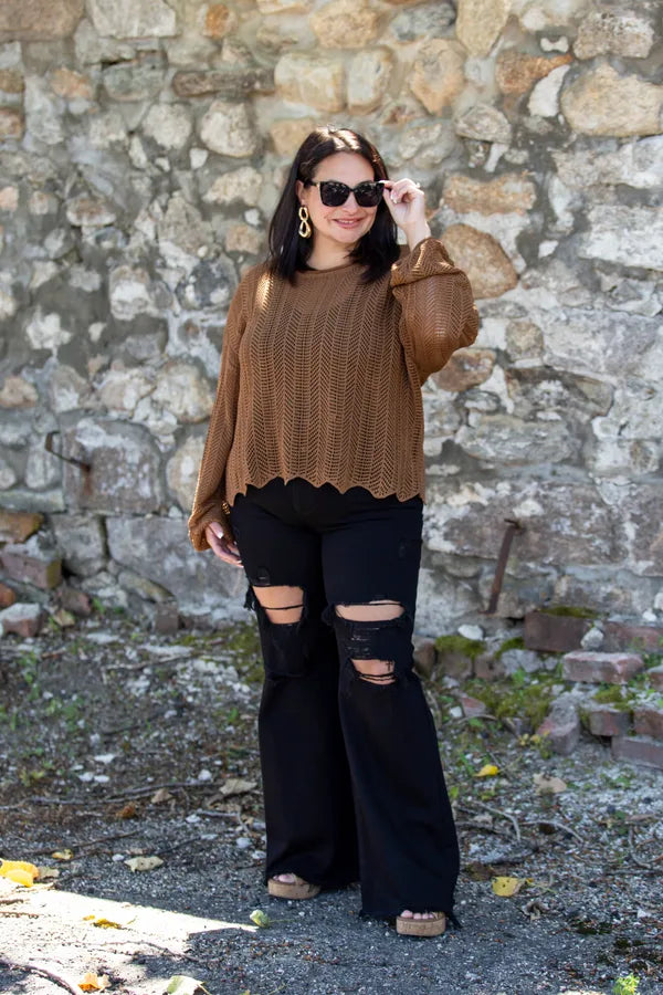 Hallow Out Long Sleeve Sweater