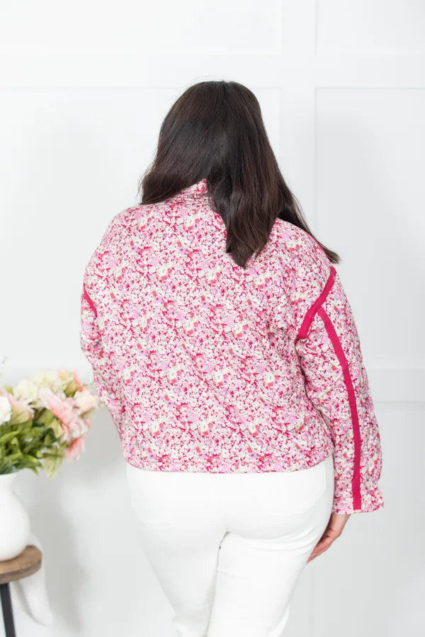 Long Sleeve Floral Print Knit Jacket