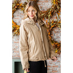 Solid Zip Up Vervet Hooded Jacket