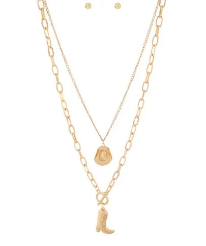 Layered Western Style Pendant Necklace Set