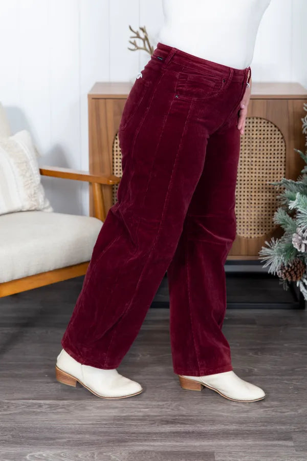 Wine Date Corduroy Risen Barrell Pants
