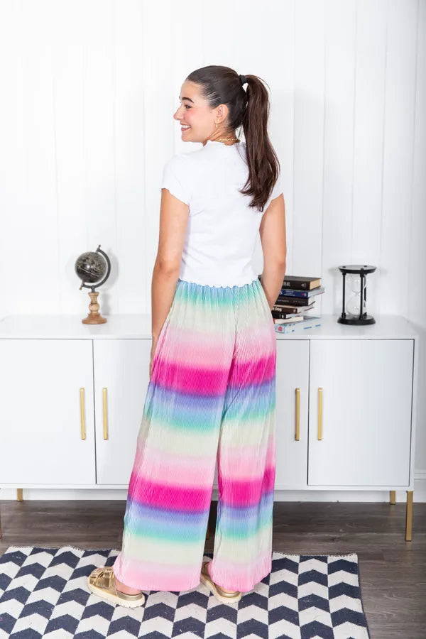 Ombre Pleated Satin Pants