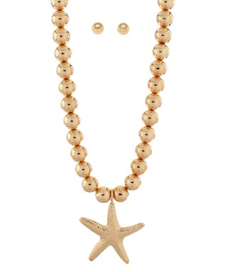 Hammered Starfish Necklace With Earrings