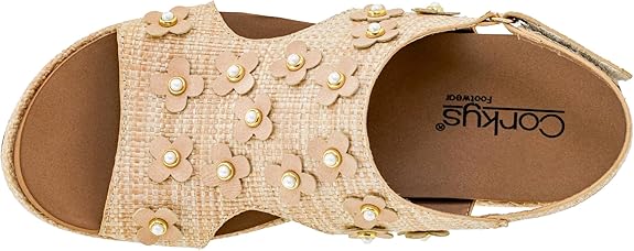 Corky Raffia Flower Carley Wedge