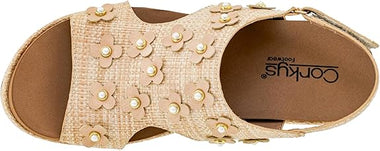 Corky Raffia Flower Carley Wedge - 0