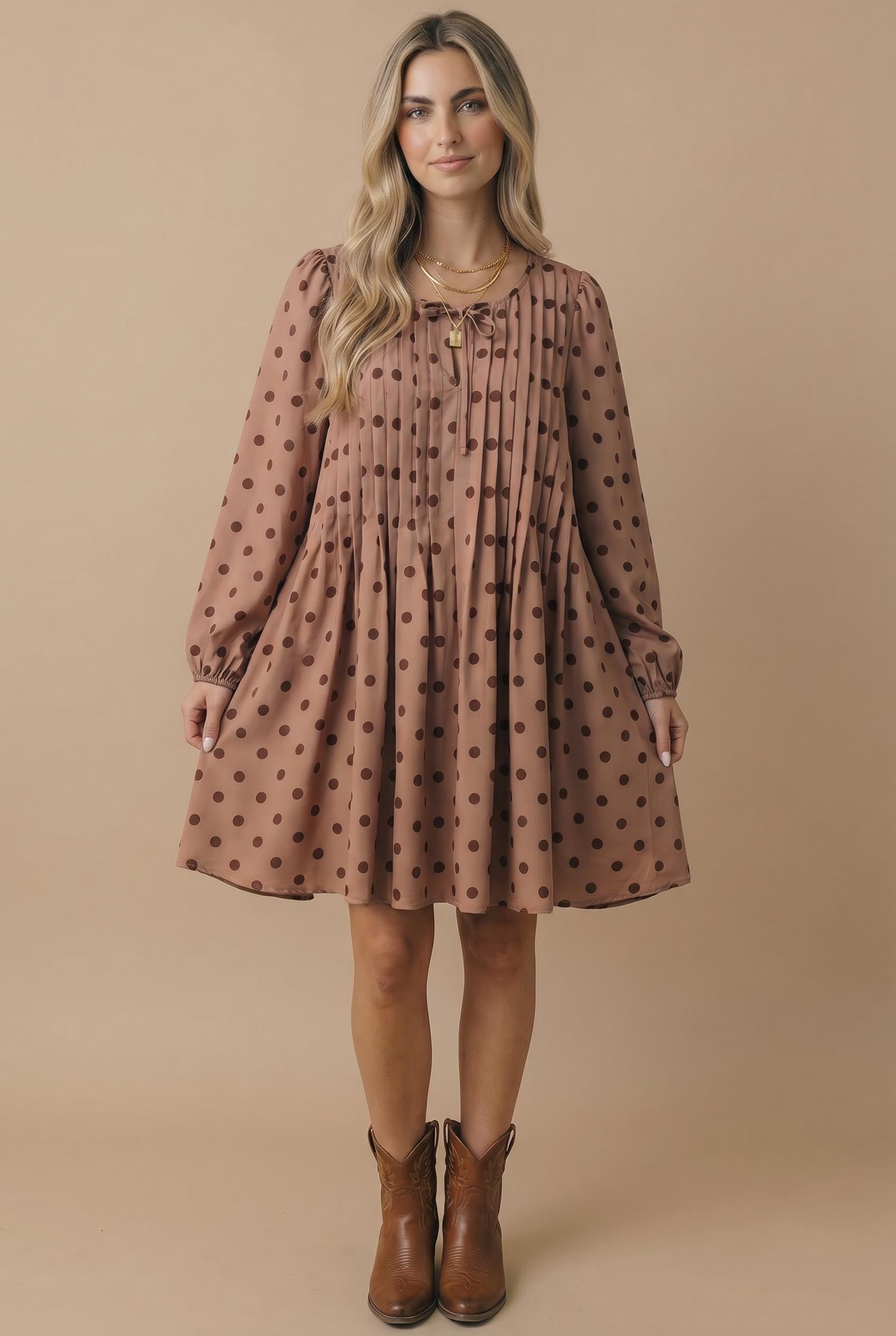 Polka Dot Ribbon Bow Shift Dress