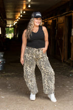 Blue Velvet Leopard Print Barrel Jeans