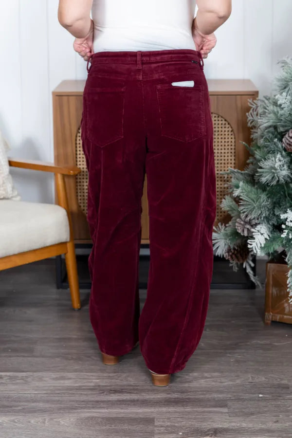 Wine Date Corduroy Risen Barrell Pants
