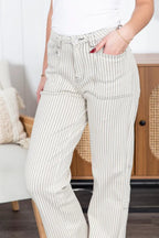 The Evelyn Straight Leg Striped Mica Jean