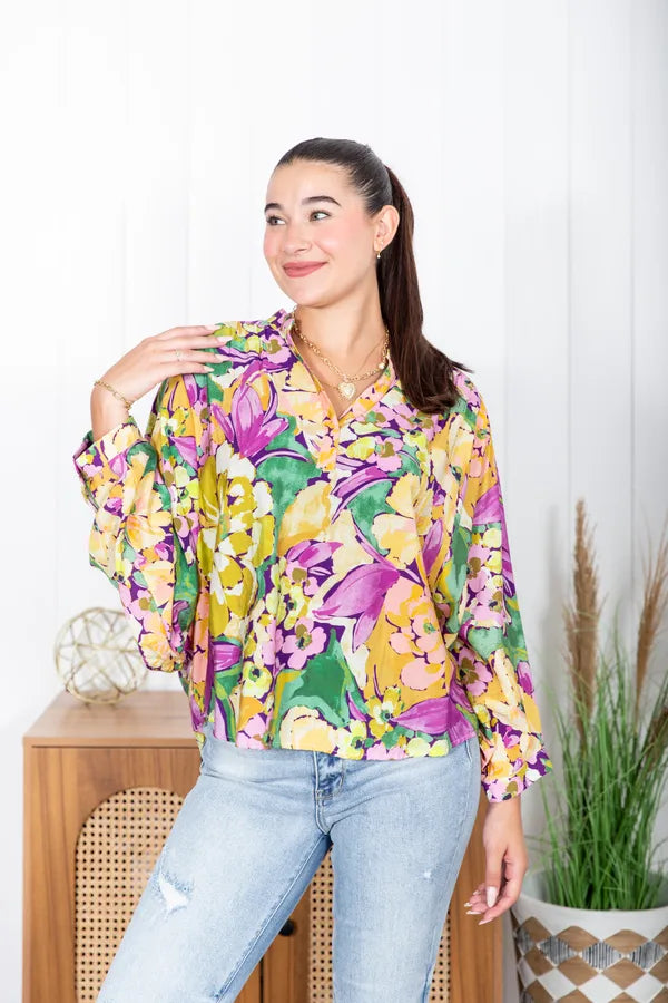 Painted In Petals Batwing Top