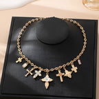 Charm Necklace Multi Cross Crystal Charm