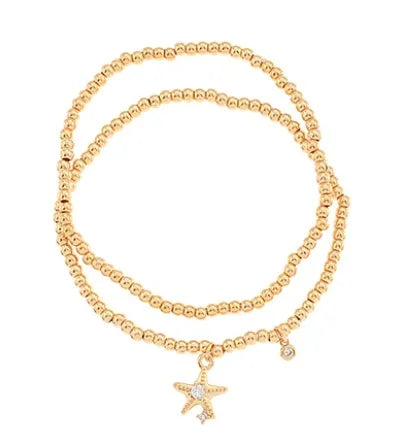 2 Row Star And Ball Bracelet