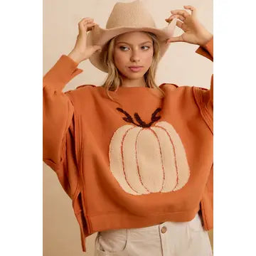 Thanksgiving Oversized Pumpkin Patch Pullover