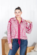 Long Sleeve Floral Print Knit Jacket