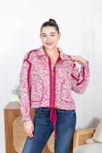 Long Sleeve Floral Print Knit Jacket