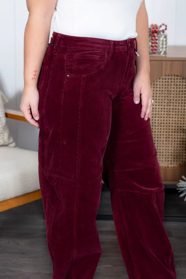Wine Date Corduroy Risen Barrell Pants
