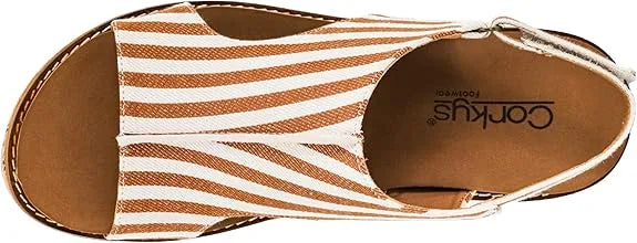 Corky Tan White Stripe Carley Wedge