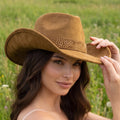 Studded Grommet Band Suede Cowboy Hat