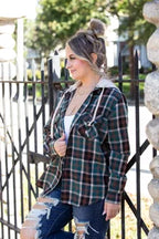 Plaid Hoodie Shacket