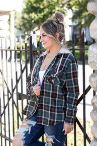 Plaid Hoodie Shacket