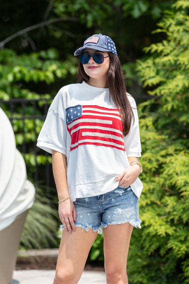 Distressed American Flag Baseball Cap - 0