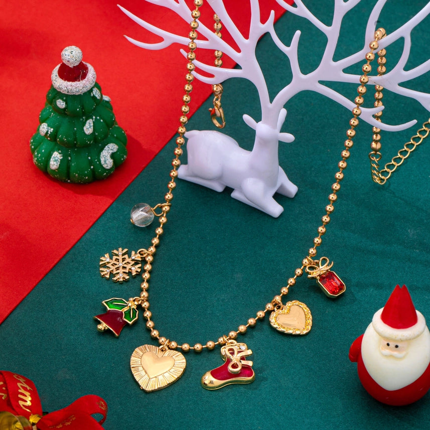 Christmas Heart Charm Necklace