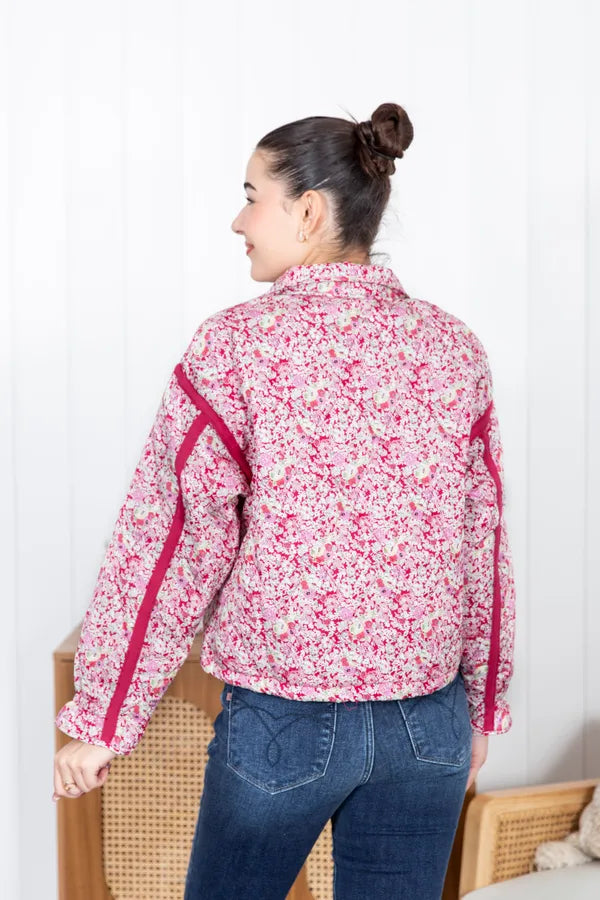 Long Sleeve Floral Print Knit Jacket