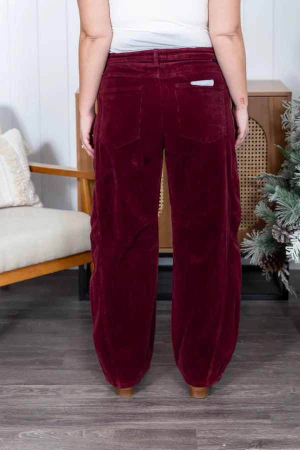 Wine Date Corduroy Risen Barrell Pants