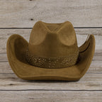 Studded Grommet Band Suede Cowboy Hat