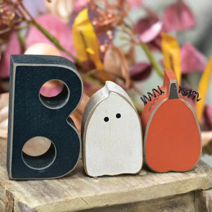 Boo Ghost And Pumpkin Block Decorations