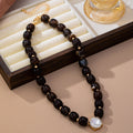 Resin Bead Round Crystal Pendant Necklace