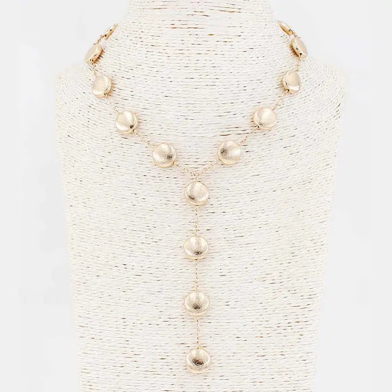 Flat Beaded Y Drop Necklace