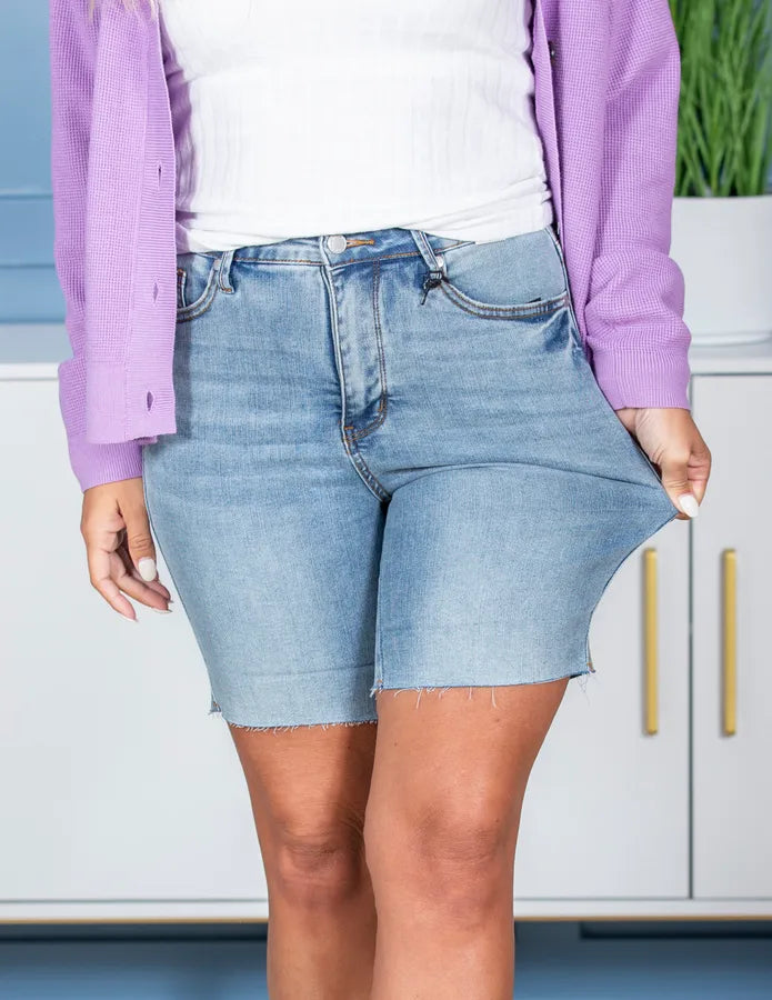 The Paige Tummy Control Cool Denim Judy Blue Shorts