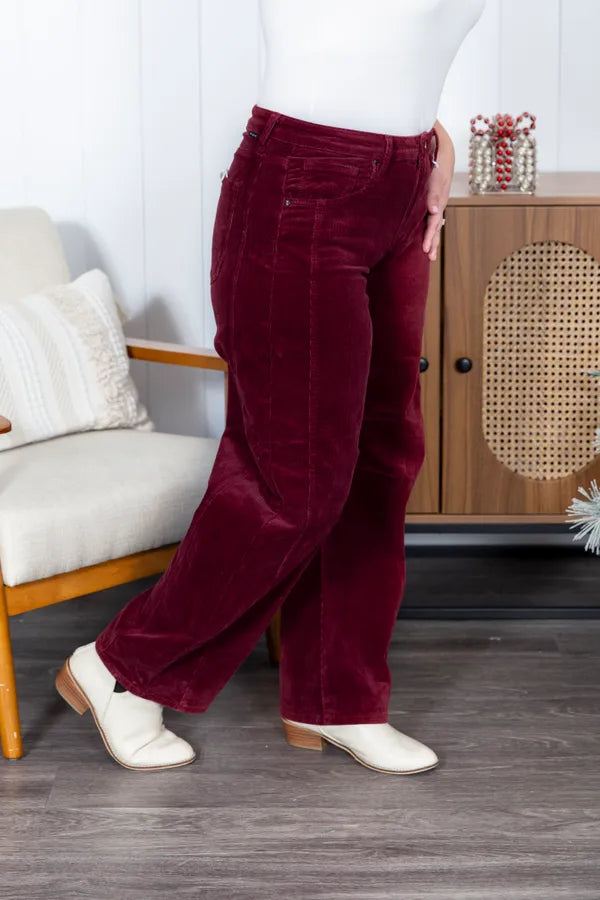 Wine Date Corduroy Risen Barrell Pants
