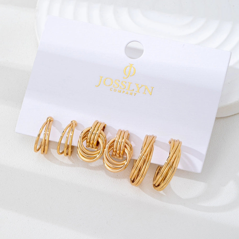 Multi-Line Hoop Earring Set
