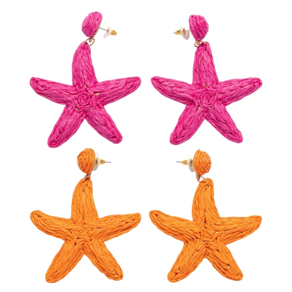 Raffia Starfish Drop Earrings