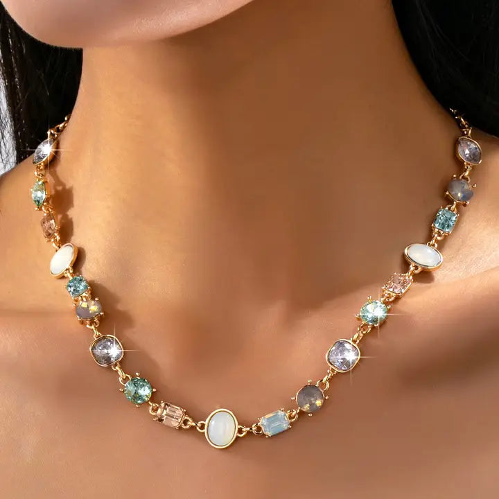 Multi Gemstone Opal Crystal Necklace