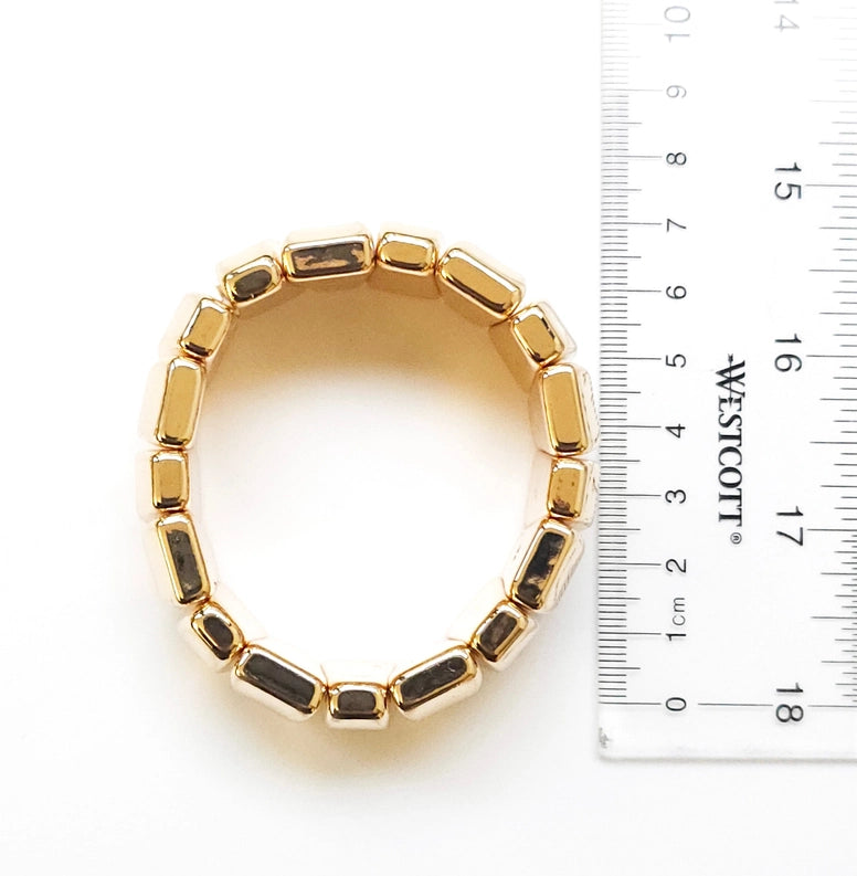 Set of Two High Polish Metal Stretch Chunky Bracelets