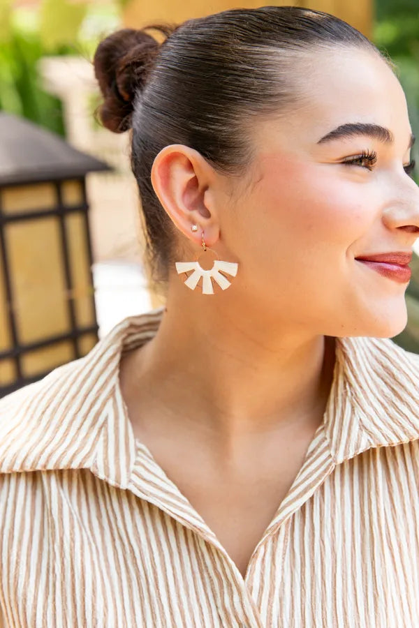 Semicircle Raffia Dangle Earrings