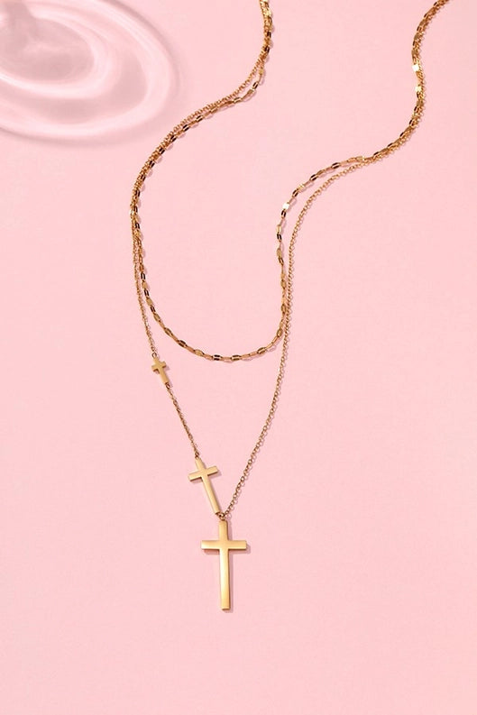 18K Stainless Steel Tarnish Free Cross Necklace