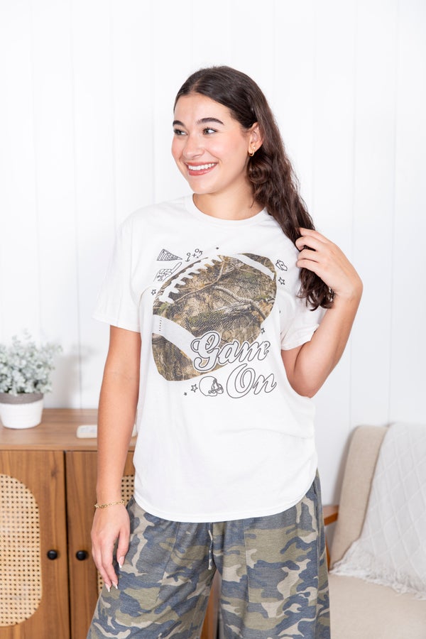 Game On Camouflage Football Graphic T-Shirt