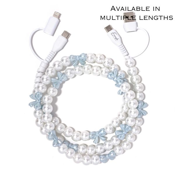 Beaded Phone Charger Whimsy Blue