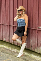 As If Strapless Denim Top