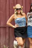 As If Strapless Denim Top-7