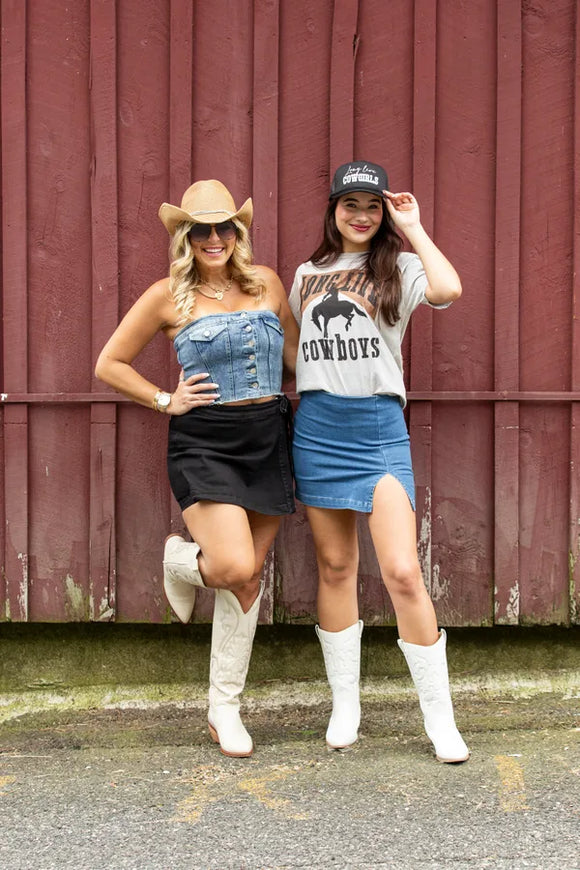 As If Strapless Denim Top