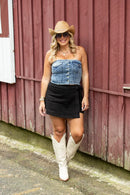 As If Strapless Denim Top-2