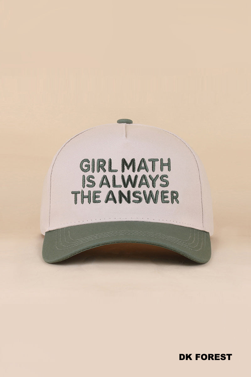 Girl Math Is Always The Answer Hat