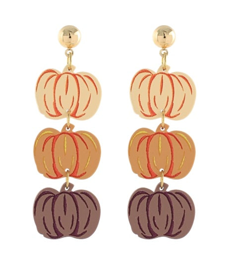 Thanksgiving Linear Pumpkin Earrings