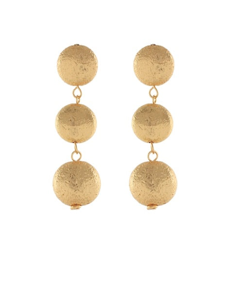Linear Textured Puffy Round Earrings