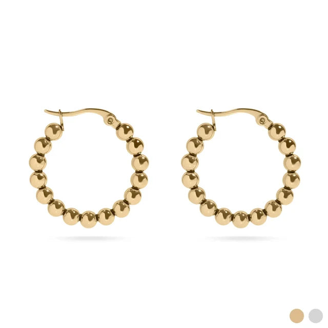 18K Circle Ball Hoop Earrings